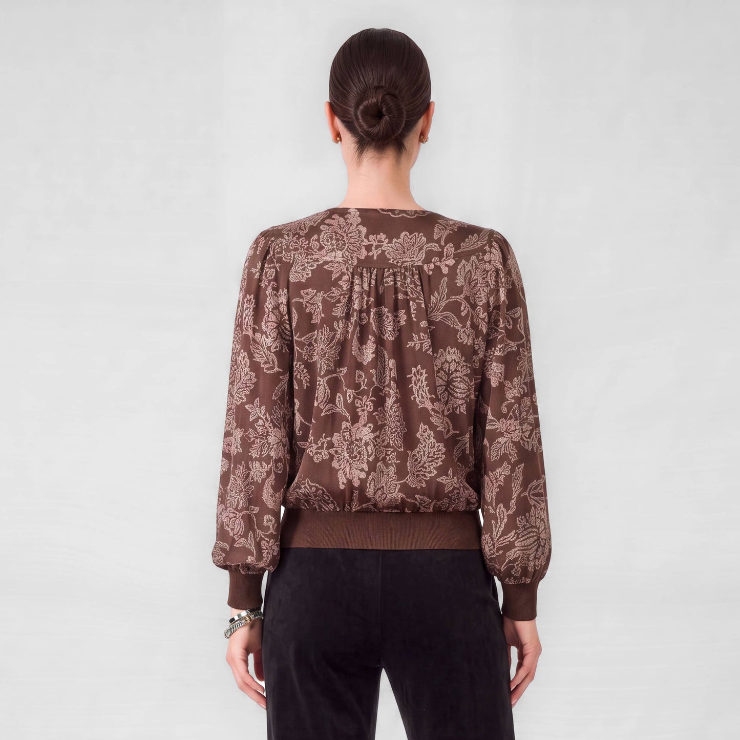 Floral Printed Lace Surplice Top