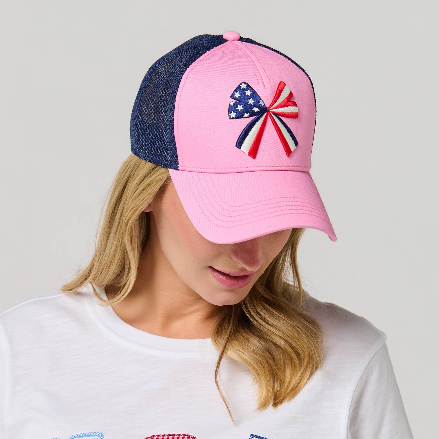 Pink Bow Flag Trucker Hat