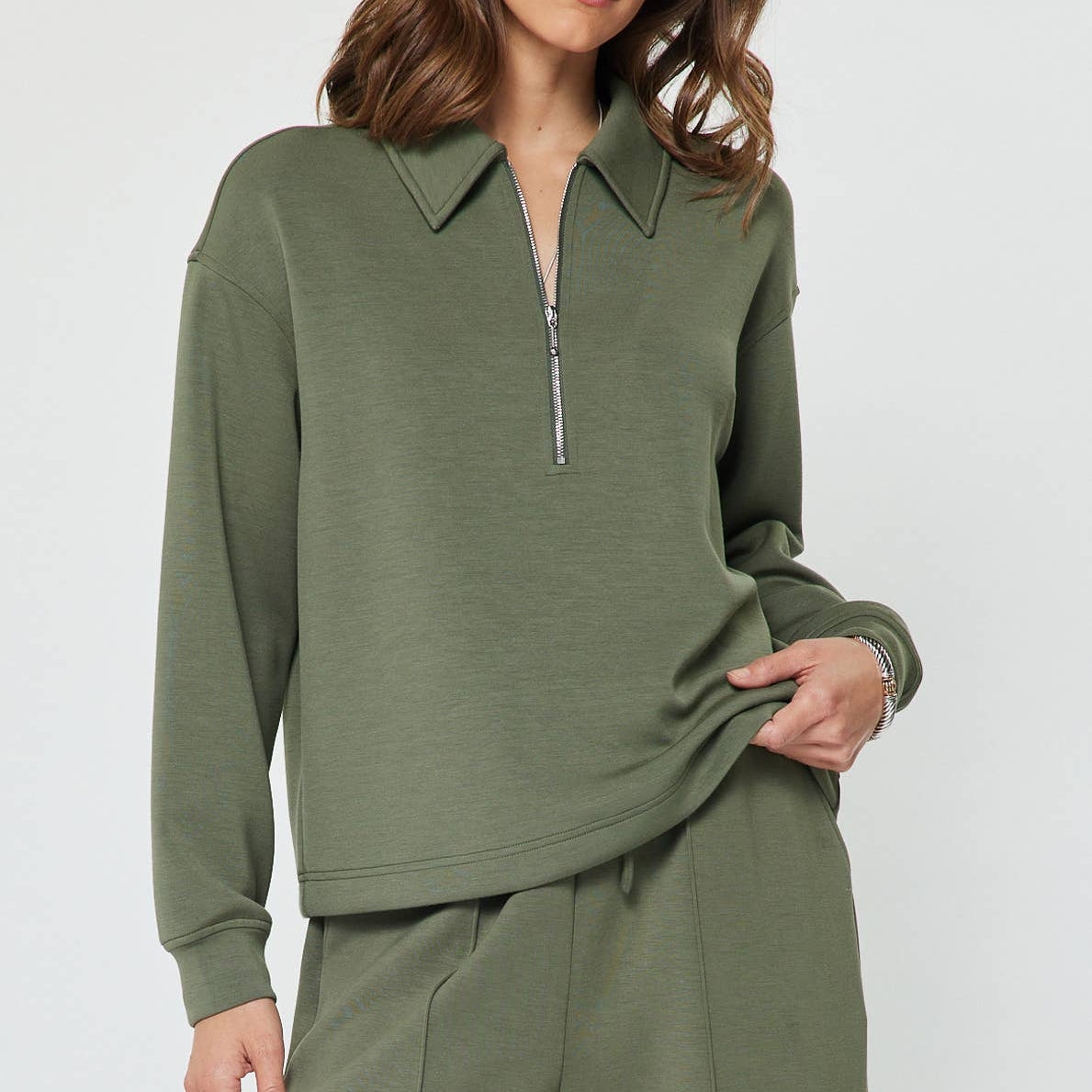Collared Half-Zip Pullover Sweatshirt