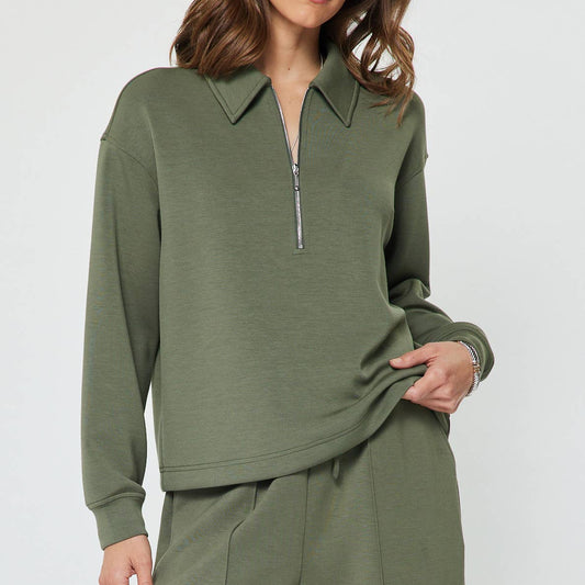 Collared Half-Zip Pullover Sweatshirt