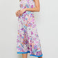 Capri Blue Border Print Short Sleeve Midi Dress