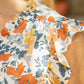 Ruffle Neck Mustard Floral Top