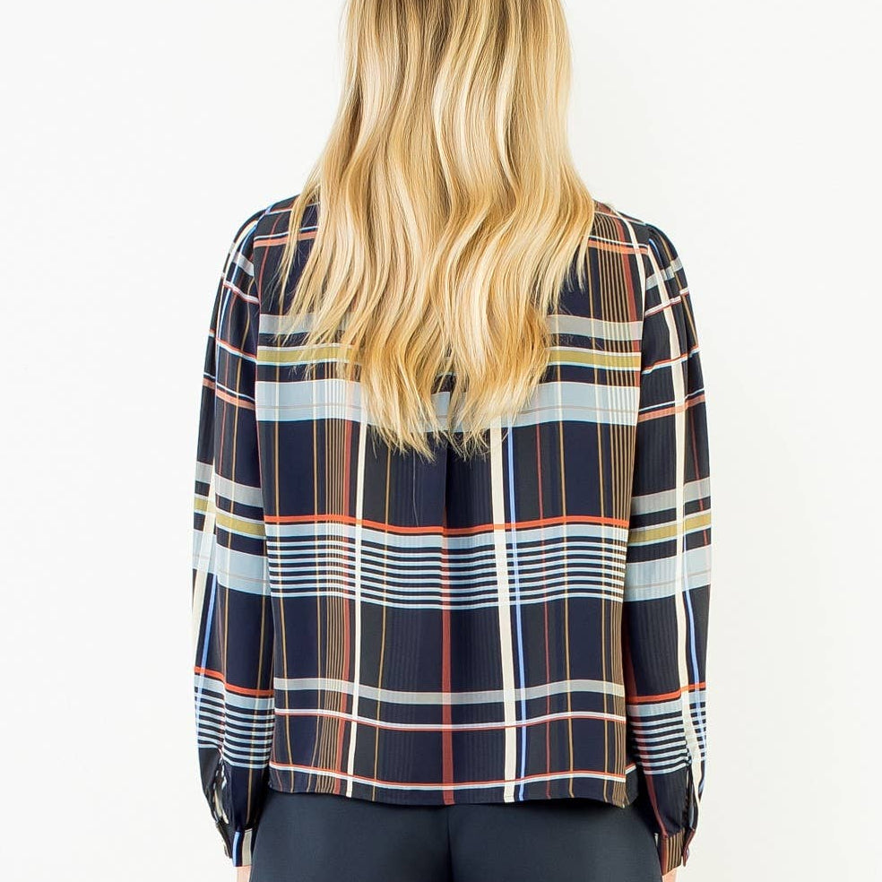 Plaid Long Sleeve Button Top