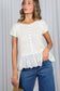 Eyelet Lace Ruffle Hem 100% Cotton Crochet Sweater