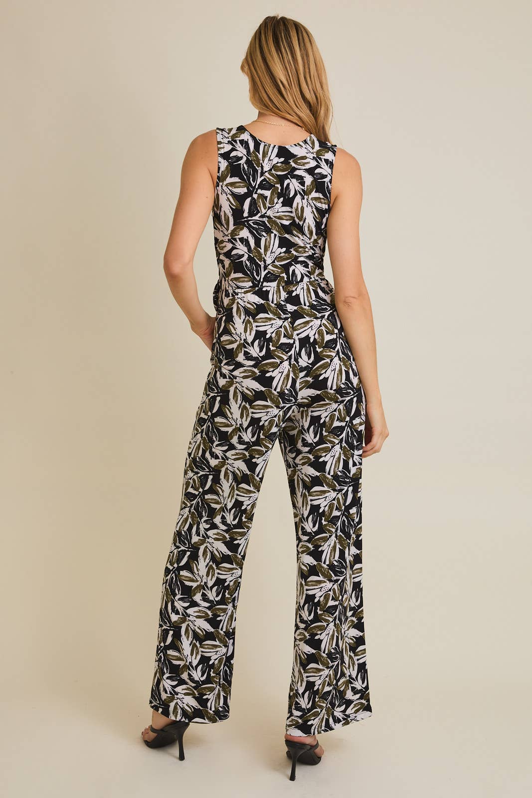 Surplice Floral Sleeveless Jumpsuit