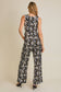 Surplice Floral Sleeveless Jumpsuit