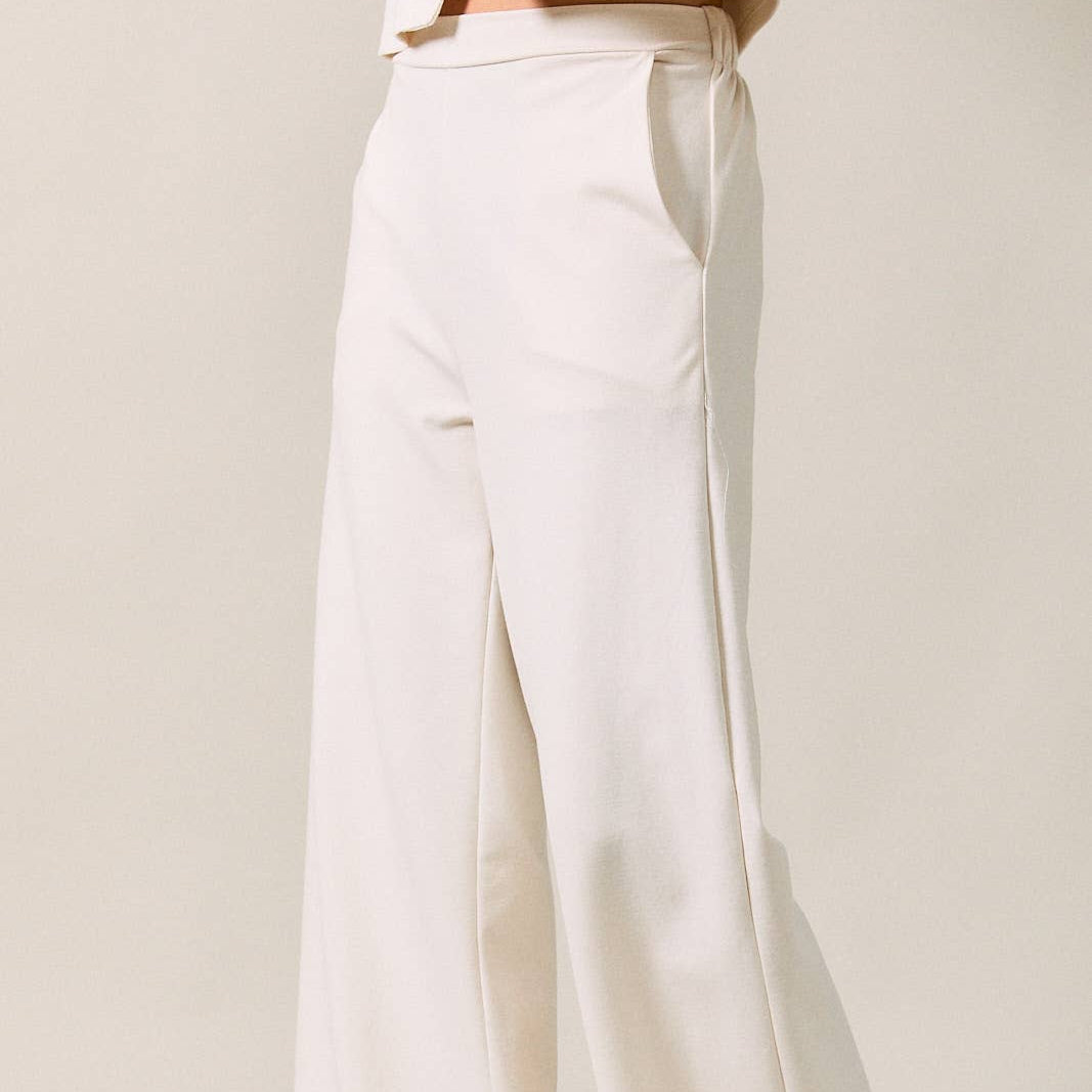Elastic Waist Band Wide Leg Pant