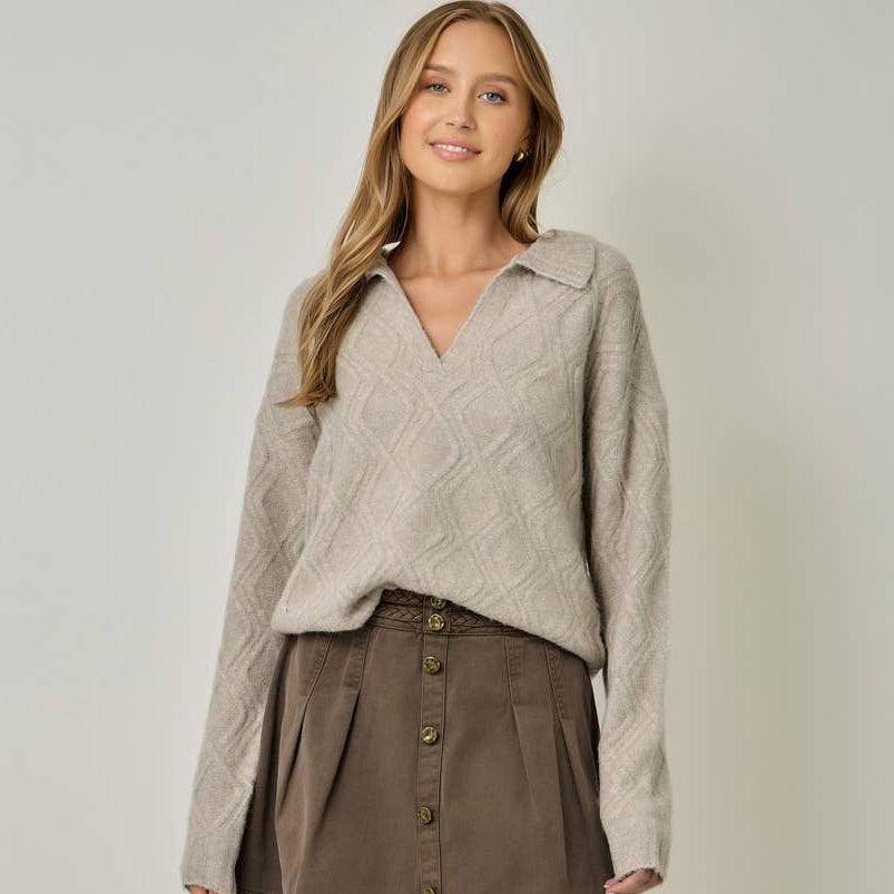 Diamond Textured Mohair Pullover