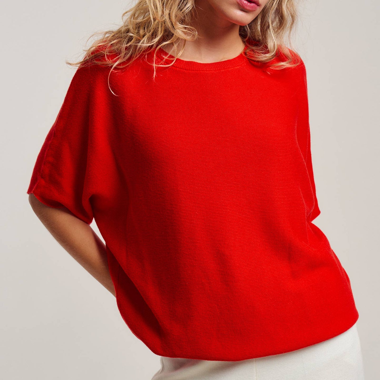 Relaxed Dolman Sleeve Knit Sweater Top