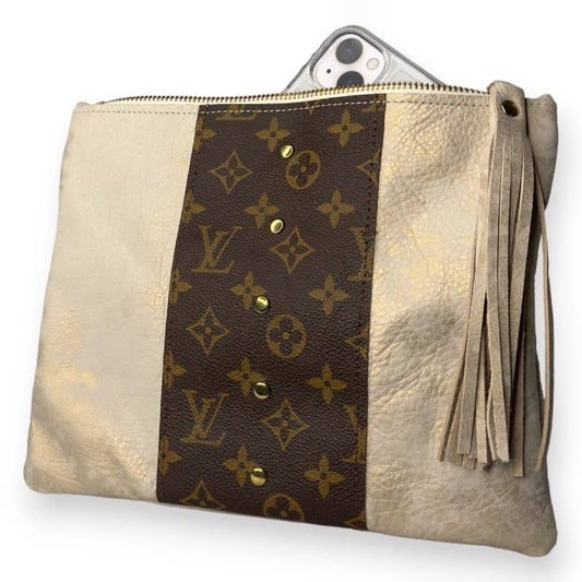 Caroline Crossbody In Stone Leather | Upcycled LV
