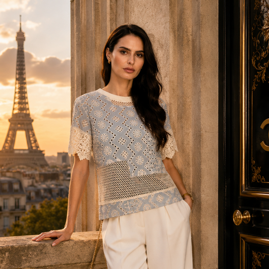 Crochet and Eyelet Detail Top