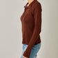 High Neck Striped Henley Top