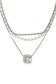 15+ 3 Row Square Halo Pendant Necklace