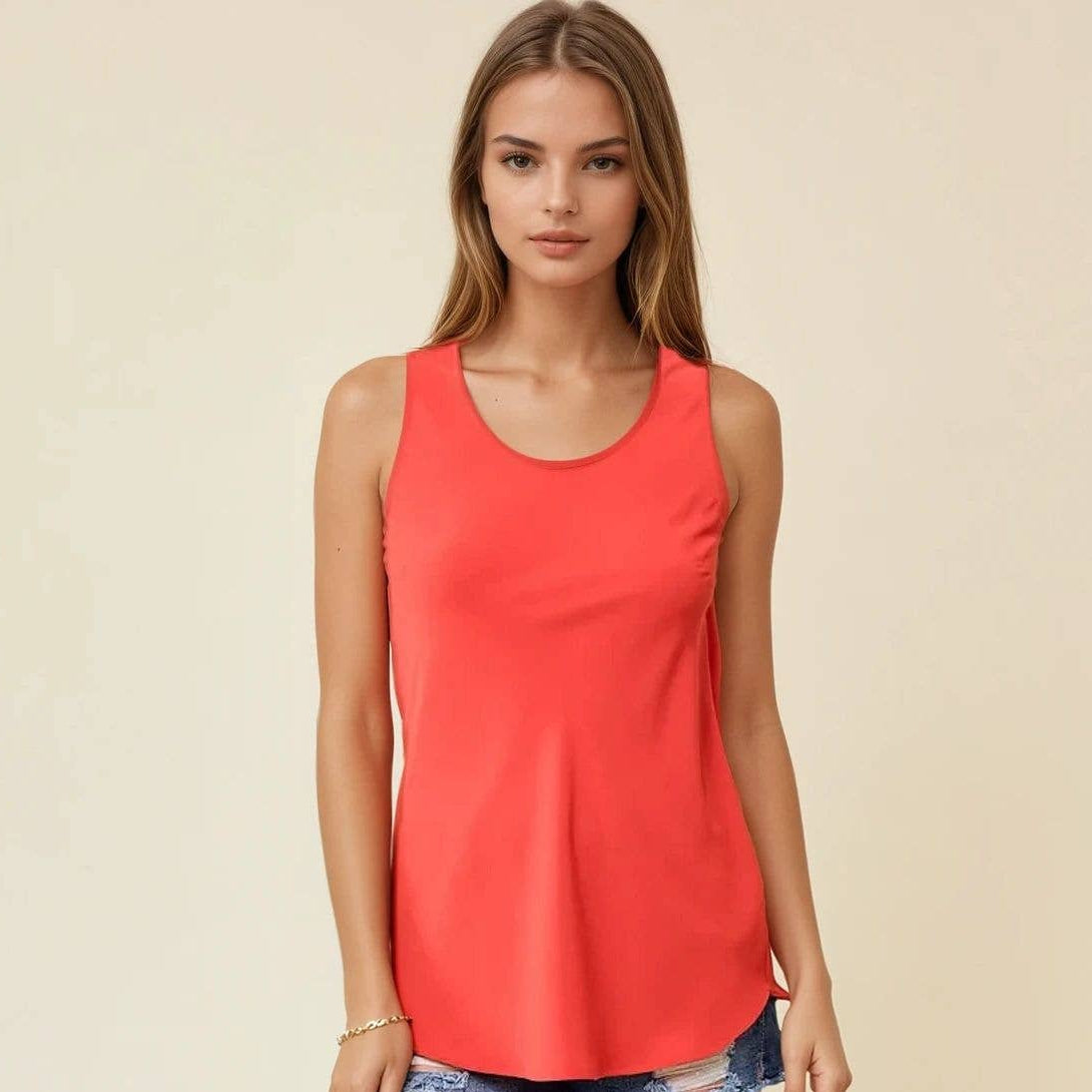 Sleeveless Scoop Neck Bias Woven Top