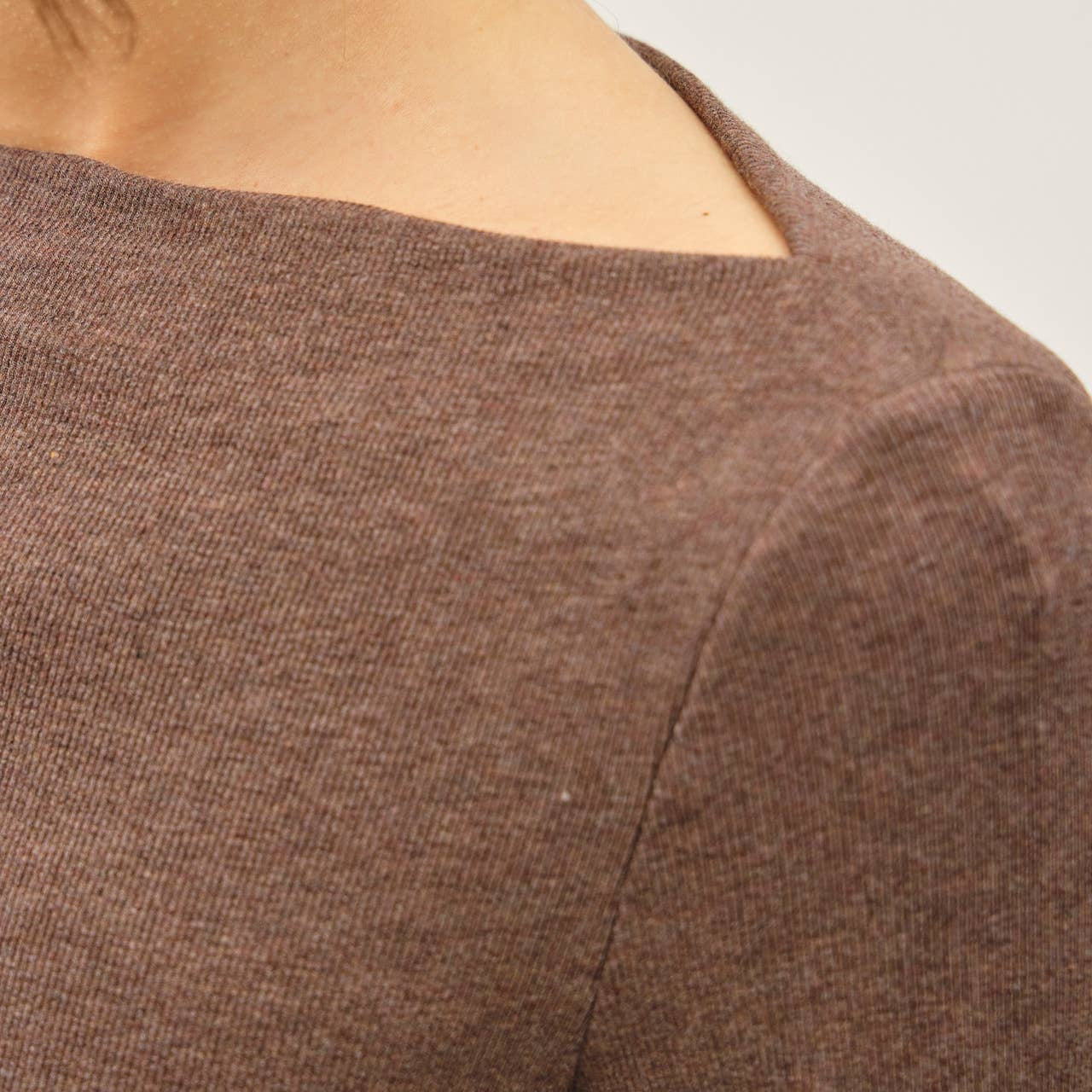 Modal Ribbed Boat Neck Shirred Waist Top