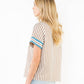 Striped Floral Embroidery Top