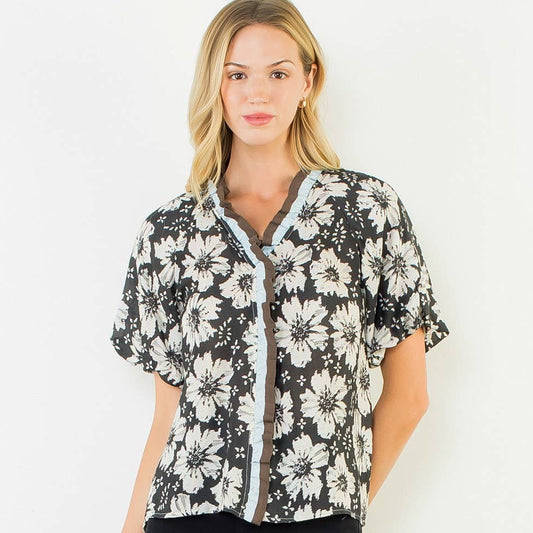Puff Sleeve Floral Print Top