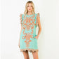 Flutter Sleeve Embroidery Detail Dress