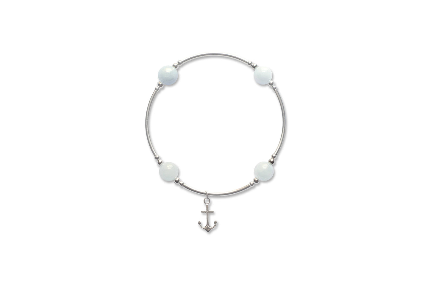 Charmed Aquamarine & Anchor 8mm Blessing Bracelet