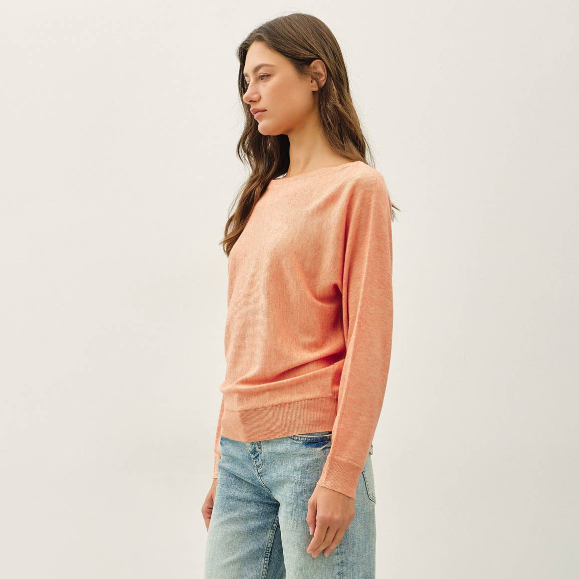 Dolman Sleeve Fine Gauge Boatneck Sweater