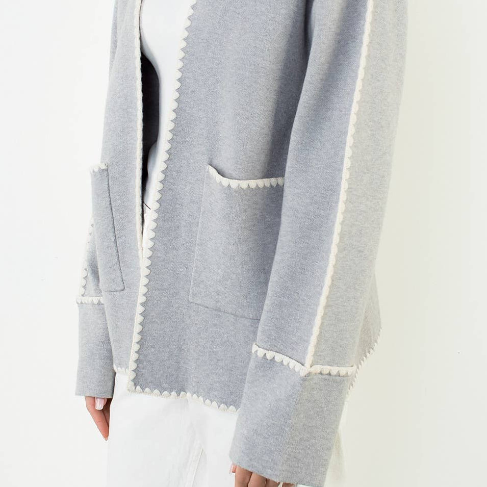 Embroidered Cardigan With Pockets