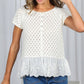 Eyelet Lace Ruffle Hem 100% Cotton Crochet Sweater