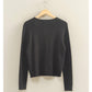 Crew Neck Long Sleeve Buttoned Cardigan: BLACK