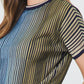 Striped Dolman Sleeve Short Sleeve Sweater