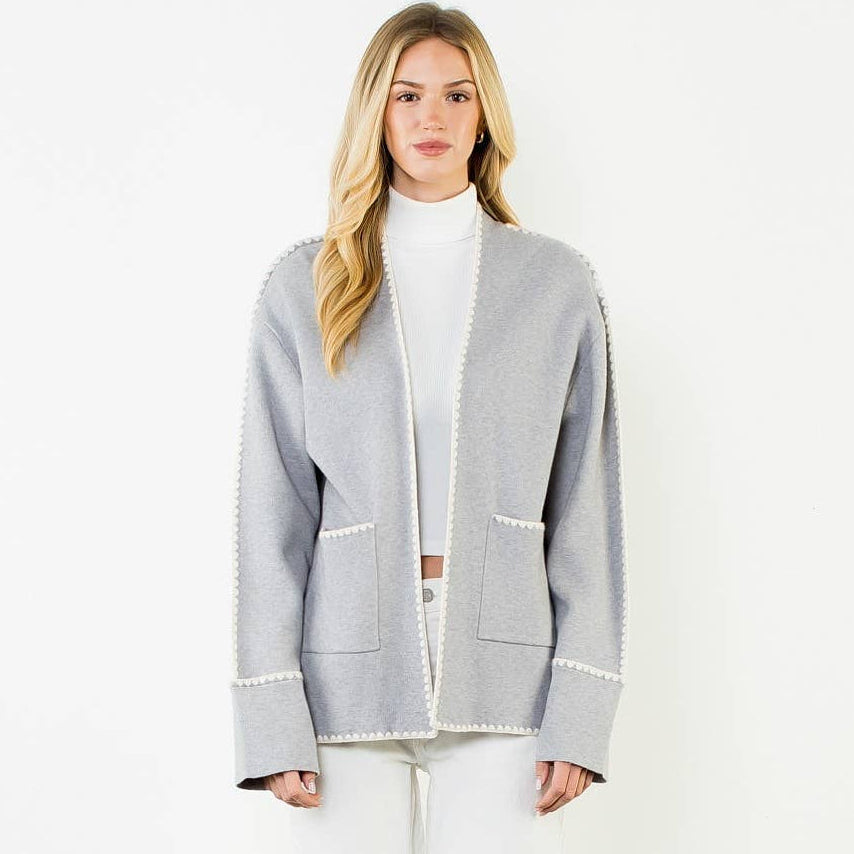 Embroidered Cardigan With Pockets