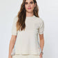 Short Sleeve Knit Top W/Floral Chiffon Back