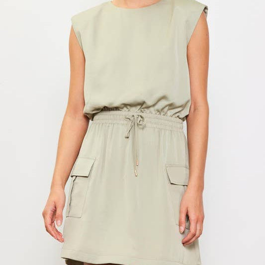Sage Muscle Utility Mini Dress