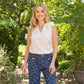 Ivory Sleeveless Ruffled V-Neck Floral Lace Top