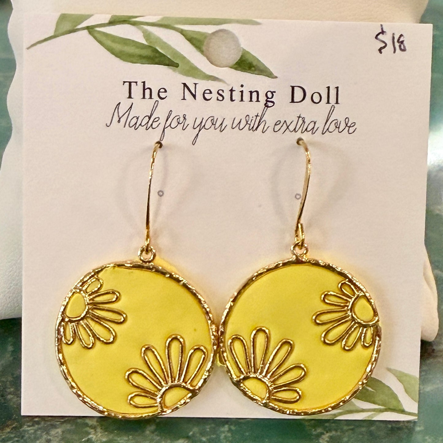 Gold Floral Drop Earrings