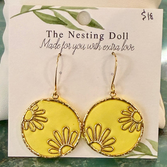 Gold Floral Drop Earrings