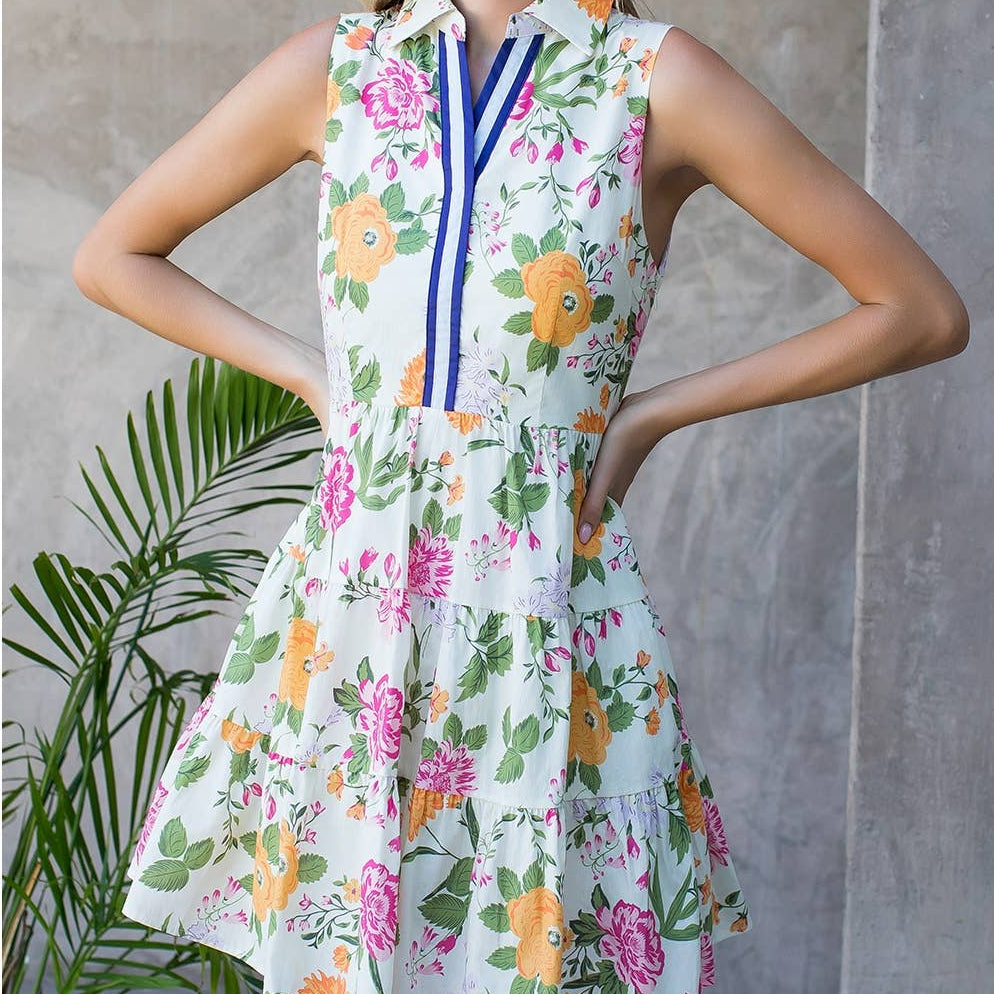 Sleeveless Tiered Floral Print Dress