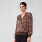 Floral Printed Lace Surplice Top