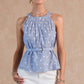 Stripe Star Print Belted Halter Top