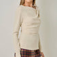Asymmetrical Draped Ribbed Top
