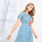 Blue Tassel Tie Flower Print Dress