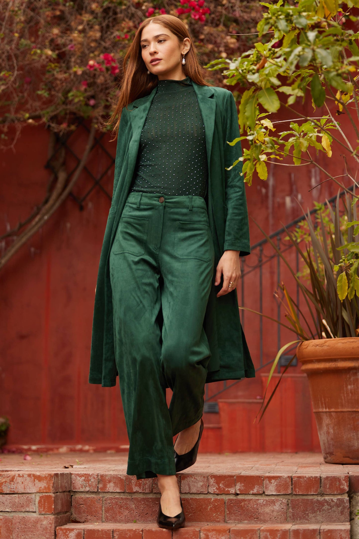 Western Faux Suede Duster Coat