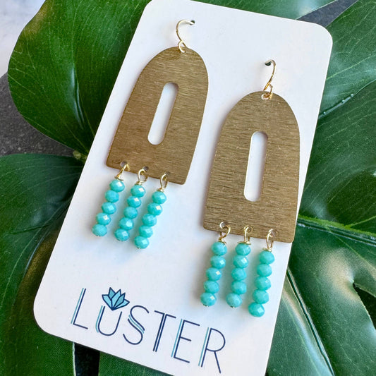 Glass + Brass Dangle Lightweight Statement Earrings
