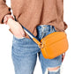 Convertible Pebbled Leather Belt Bag/Sling Bag: Camel