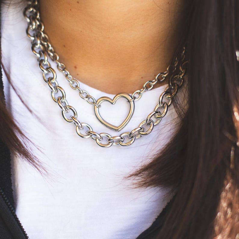 Stainless Steel Open Heart Necklace