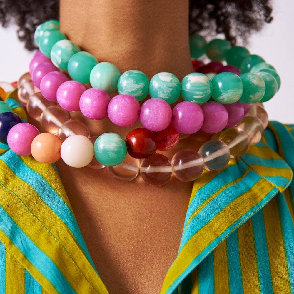 Iris Large Resin Bead Necklace Aqua
