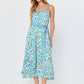Printed Blue Multi Cami Midi Dress