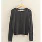 Crew Neck Long Sleeve Buttoned Cardigan: BLACK