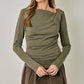 Asymmetrical Draped Ribbed Top