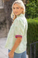 Color Pop Bands Floral Embroidered Mint Top
