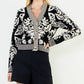 Floral V-Neck Cardigan With Gold Buttons