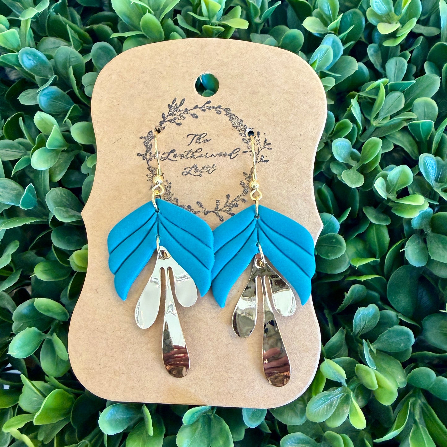 Arrow Abstract earrings w/ gold drops